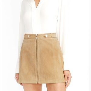 High Waisted Genuine Suede Skirt